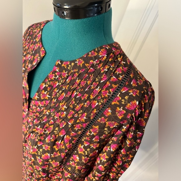 Pioneer Woman Embellished Split Neck Blouse large (12-14) pink brown - Picture 5 of 13